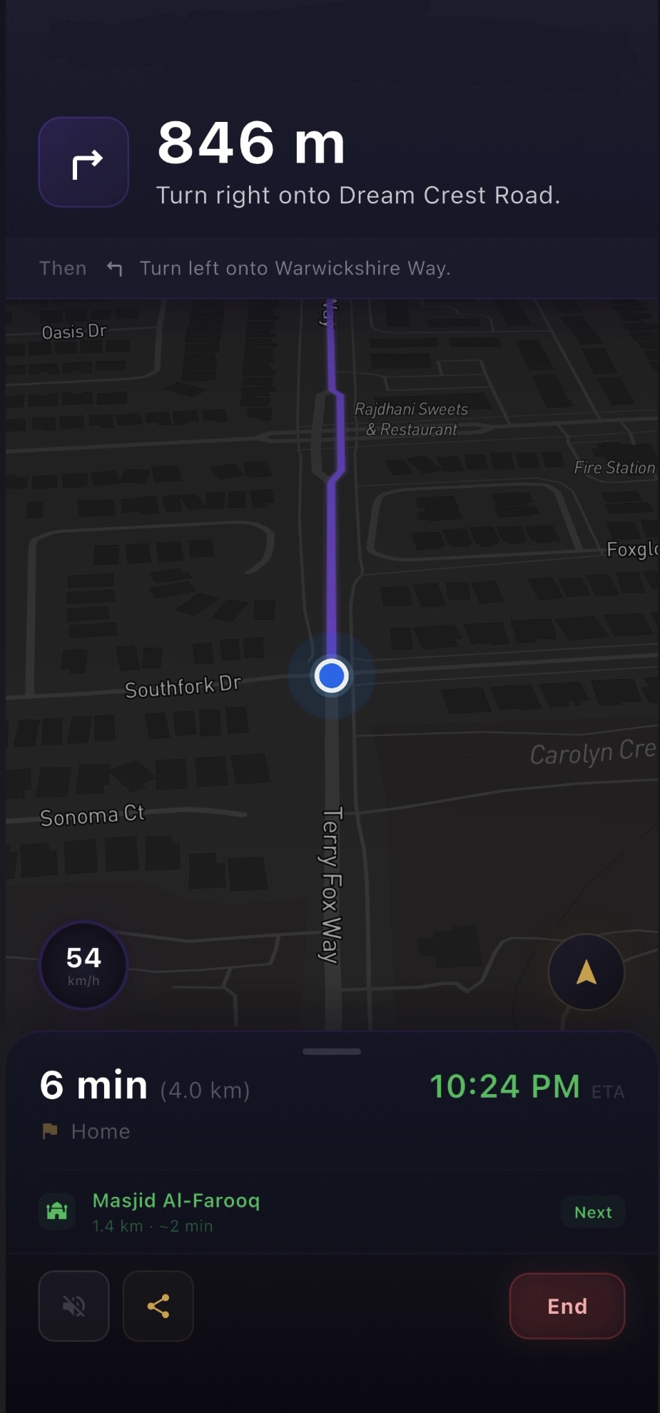 Navigation with stops